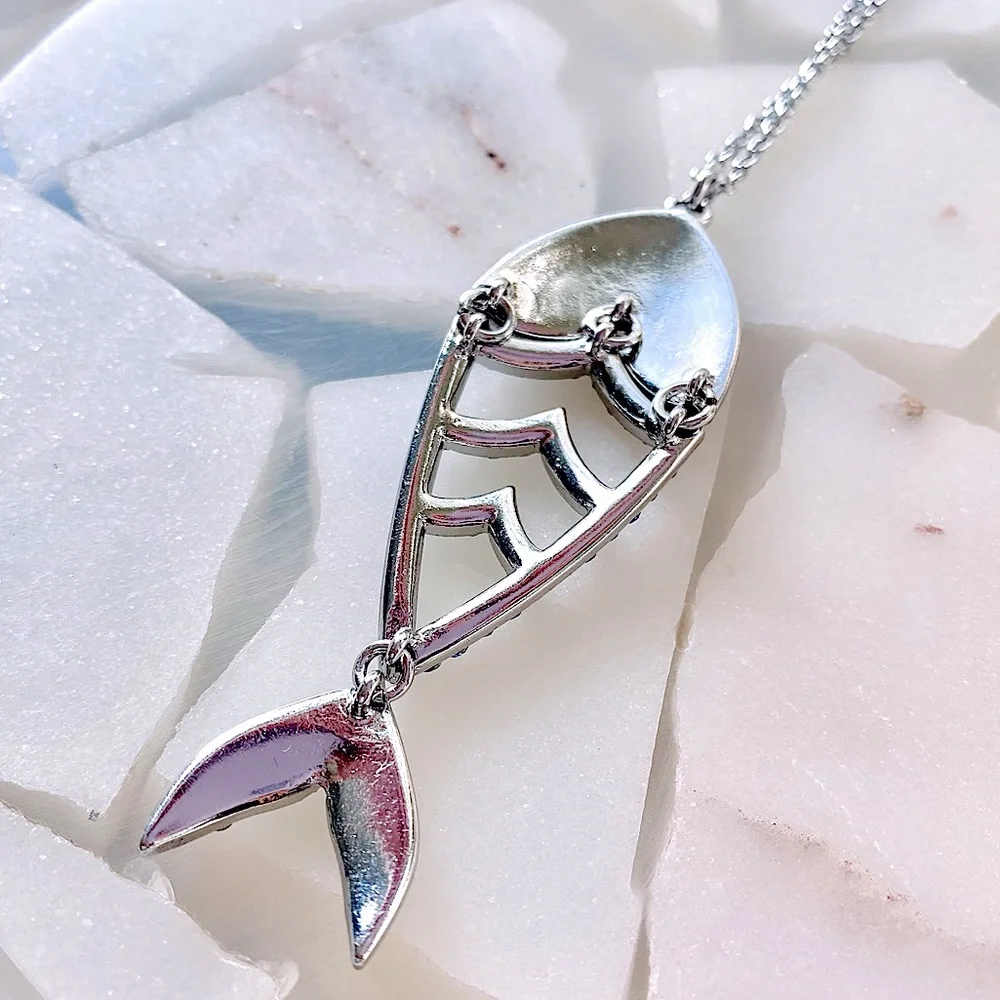INC Long Pave Fish Pendant Necklace - Picture 6 of 11